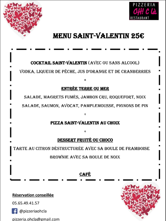 Saint valentin 2023 pizzerria ohcla